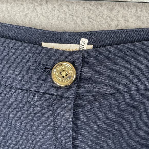 Kate Spade Shorts Womens 4 Navy Blue Cuffed Bow Back Gold Button Classic Preppy - Picture 3 of 15